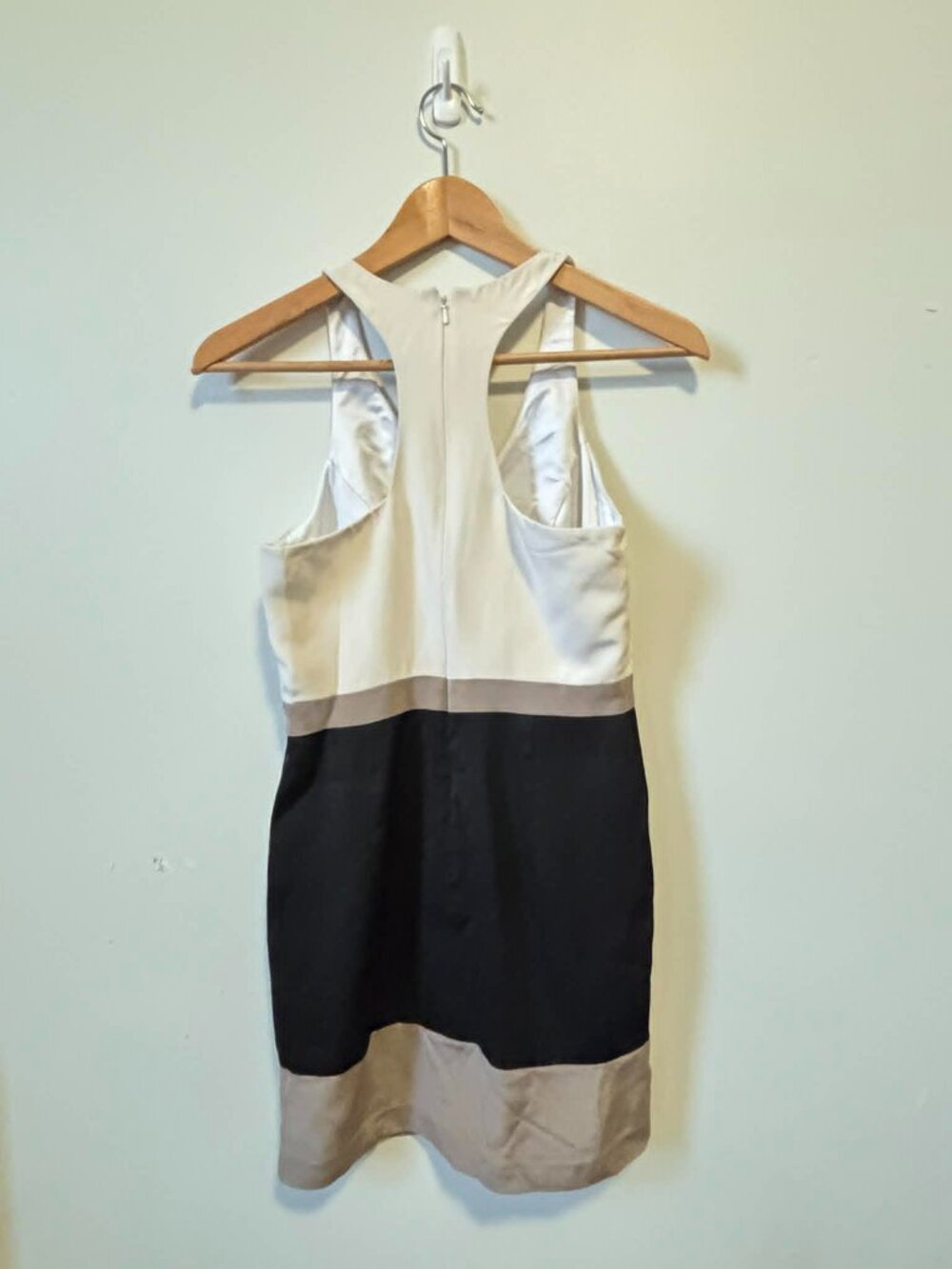 JAY GODFREY Womens Tommasino Beige Black Colorblock Racerback Dress - Size 4 - Picture 4 of 6